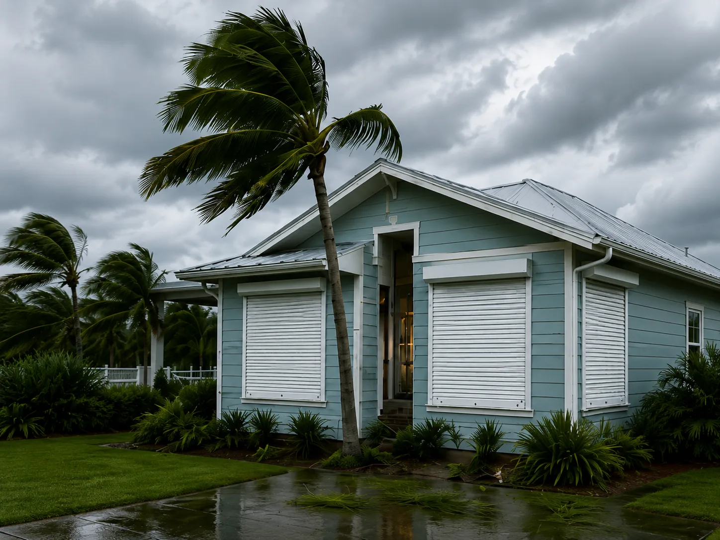 Hurricane-rated 63 mm HD Solid rolling shutters in a storm zone