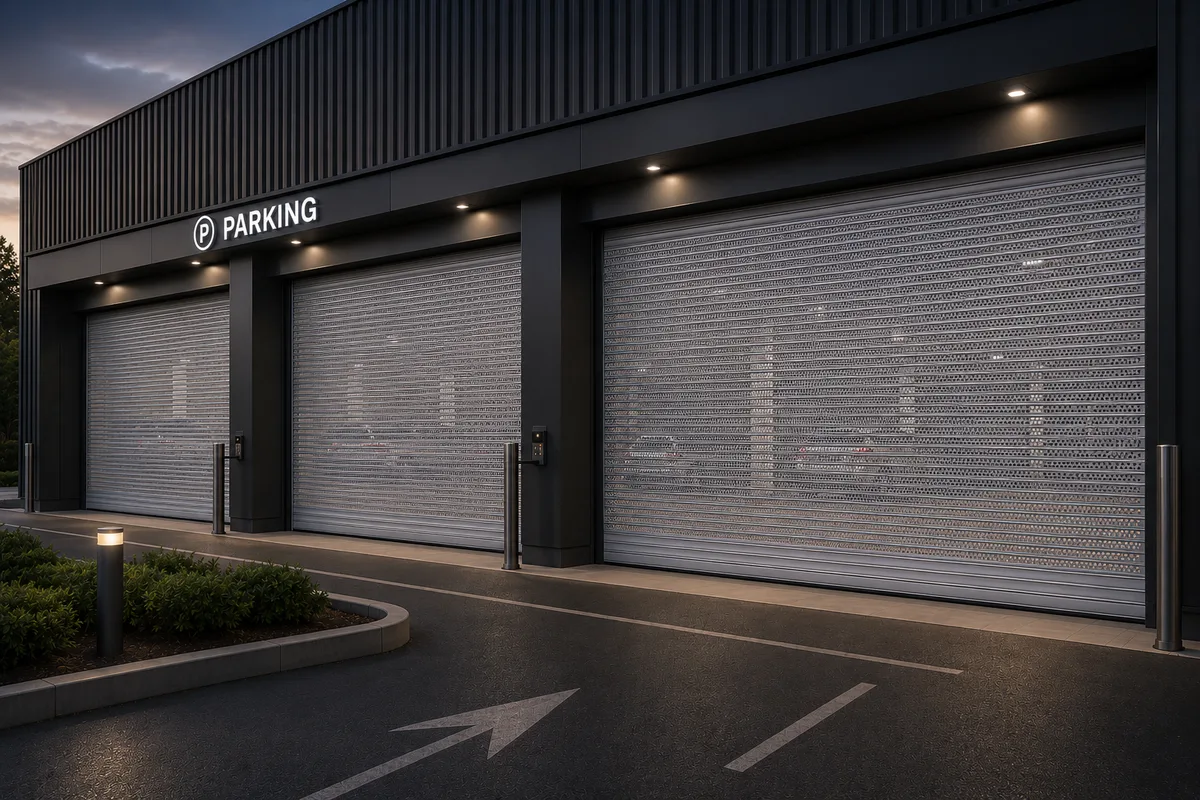 63 mm HD perforated rolling shutters installed over a storefront