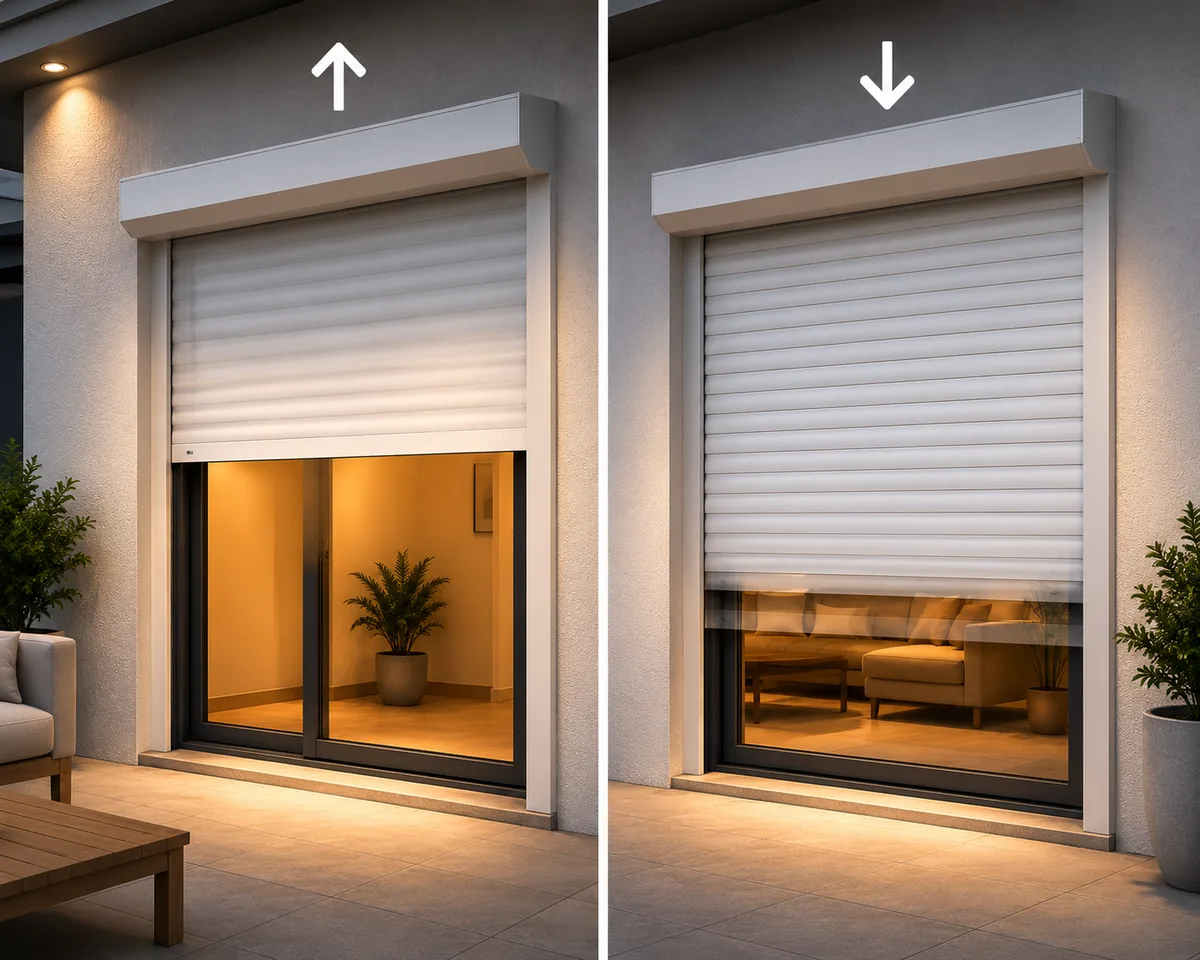 Motorized rolling shutters opening and closing smoothly