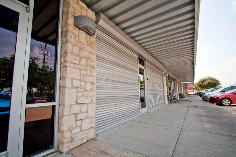 Commercial rolling shutters on a storefront