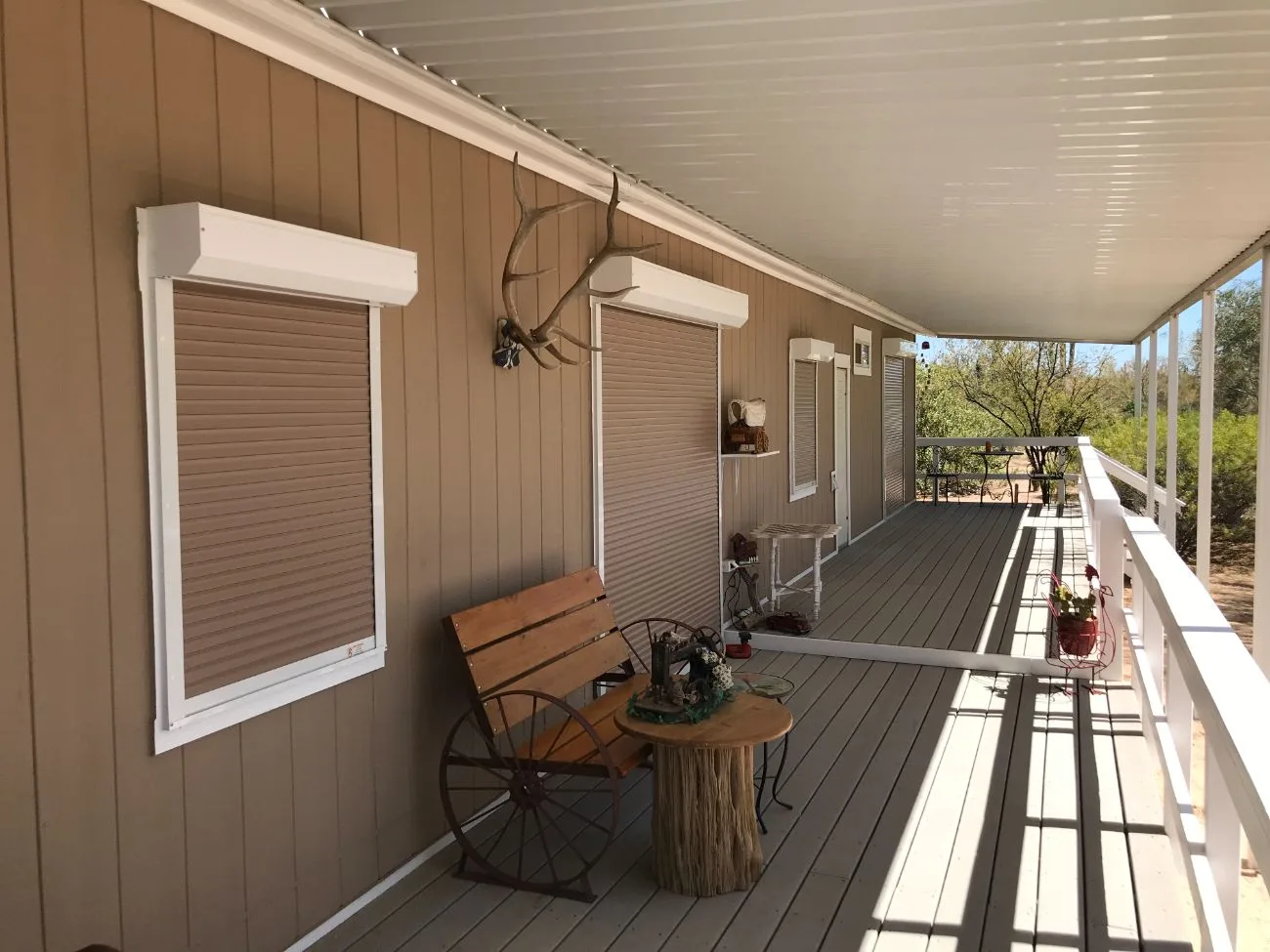 Rolling shutters blocking Arizona sun and heat