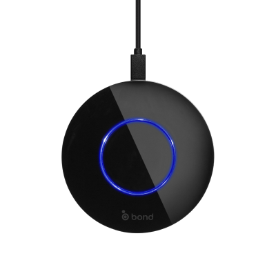A Bond Bridge hub, the small Wi-Fi device that adds schedules and phone control to a compatible motorized shutter